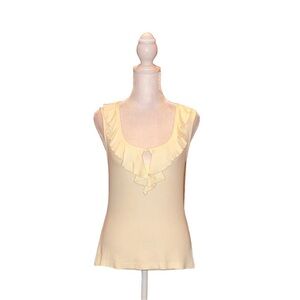 BISOU BISOU Adorable Cream Tank Top with Ruffle Neckline Size M